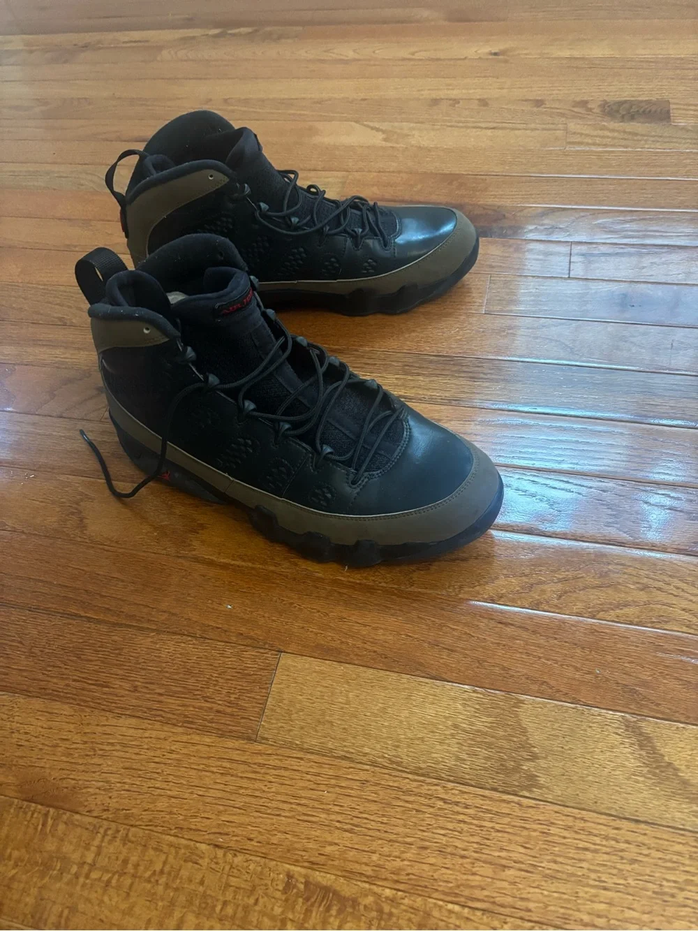 Air Jordan number 9s Men’s Black/Olive Basketball Sneakers